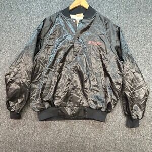 Auburn Sportswear Satin Bomber Sz XL Mens Black Retro 90s Go Go Staff Jacket